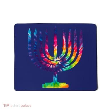 Tie Dye Menorah Hanukkah Chanukah Mousepad