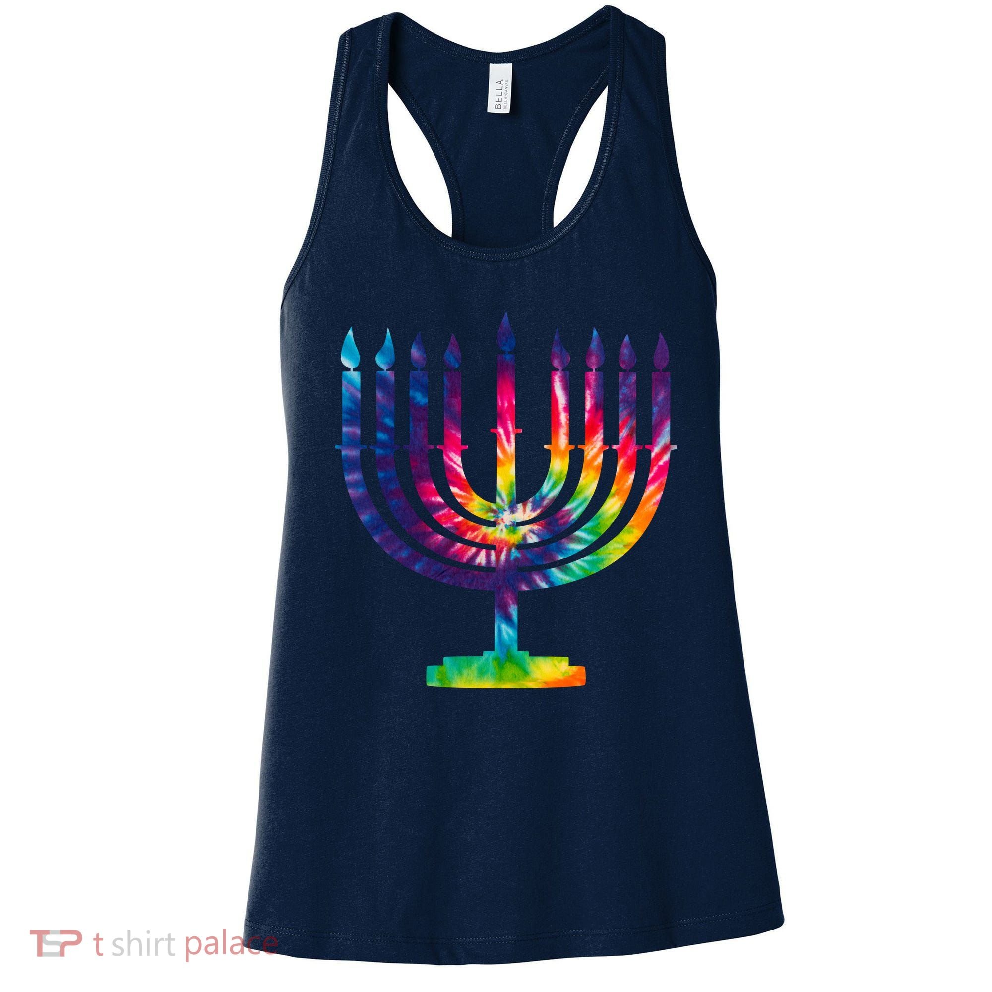 Tie Dye Menorah Hanukkah Chanukah Women's Tank Top