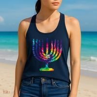 Tie Dye Menorah Hanukkah Chanukah Women's Tank Top thumb 2
