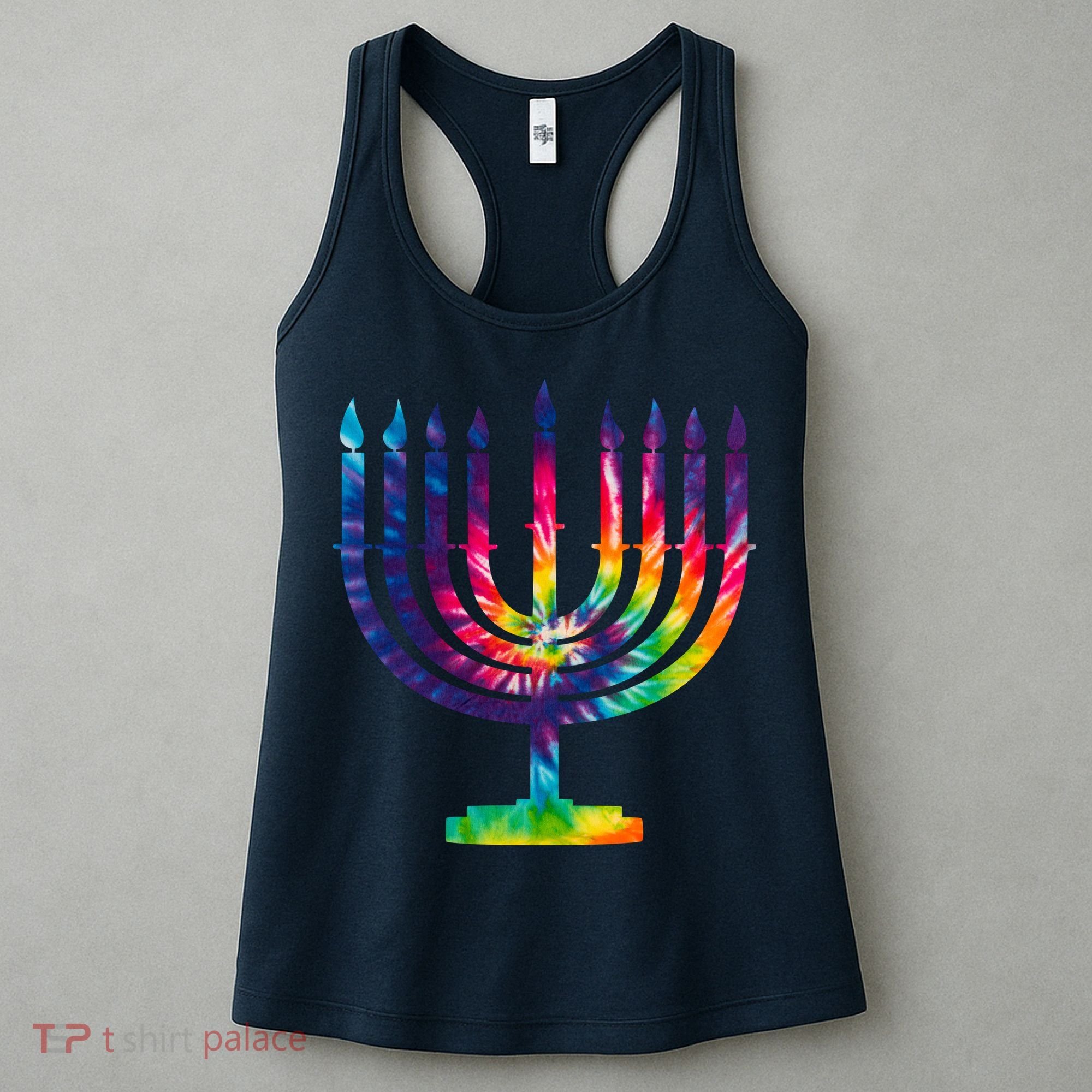 Tie Dye Menorah Hanukkah Chanukah Women's Tank Top