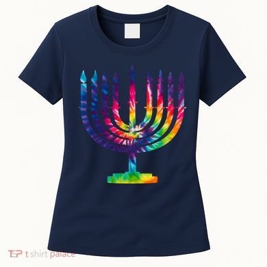 Tie Dye Menorah Hanukkah Chanukah Women's T-Shirt