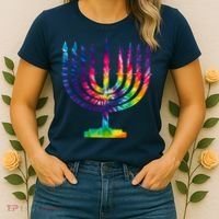 Tie Dye Menorah Hanukkah Chanukah Women's T-Shirt thumb 2