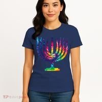 Tie Dye Menorah Hanukkah Chanukah Women's T-Shirt thumb 4
