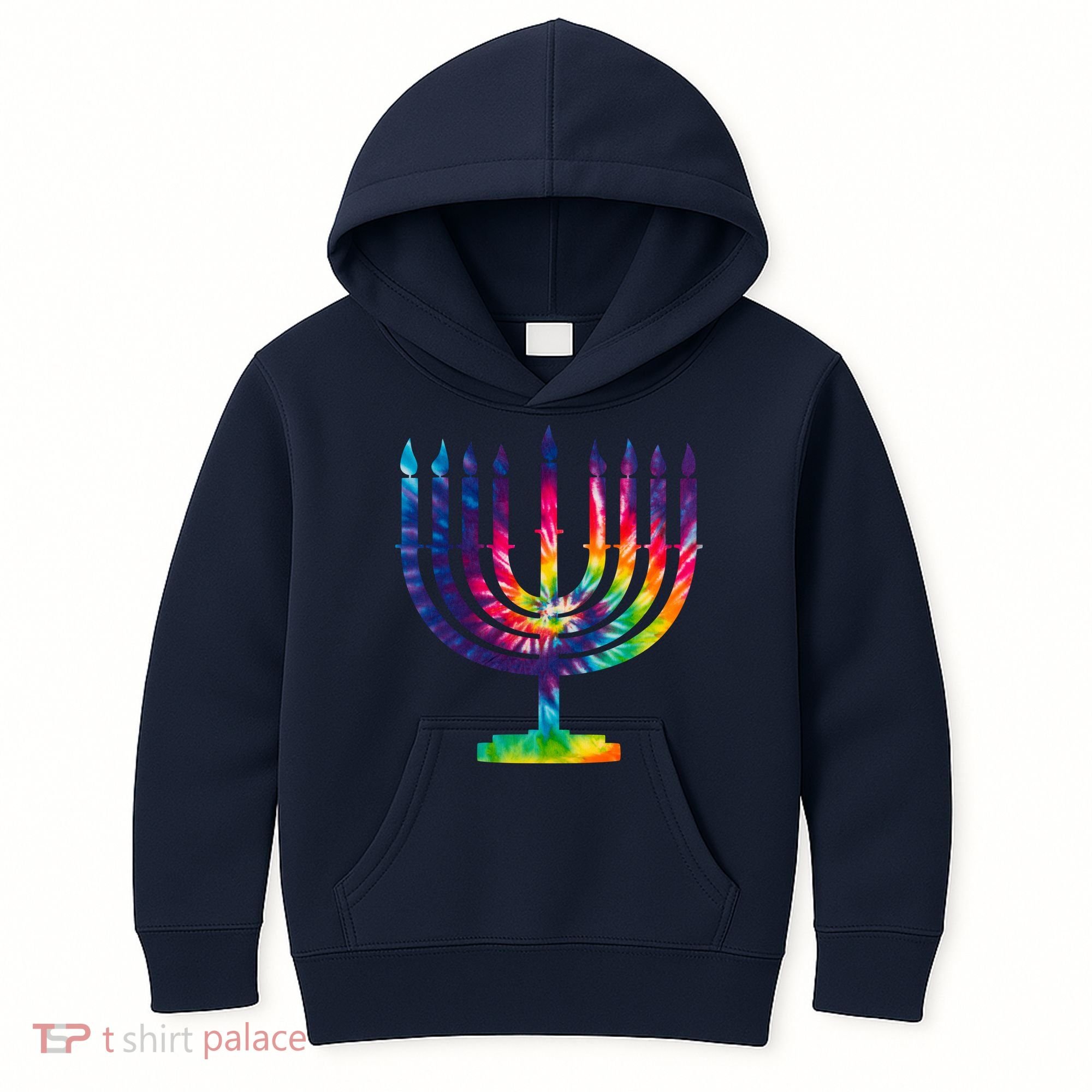 Tie Dye Menorah Hanukkah Chanukah Kids Hoodie