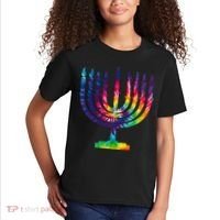 Tie Dye Menorah Hanukkah Chanukah Kids T-Shirt thumb 2