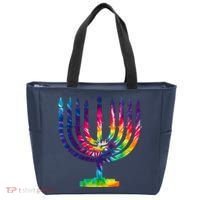 Tie Dye Menorah Hanukkah Chanukah Tote Bag thumb 0