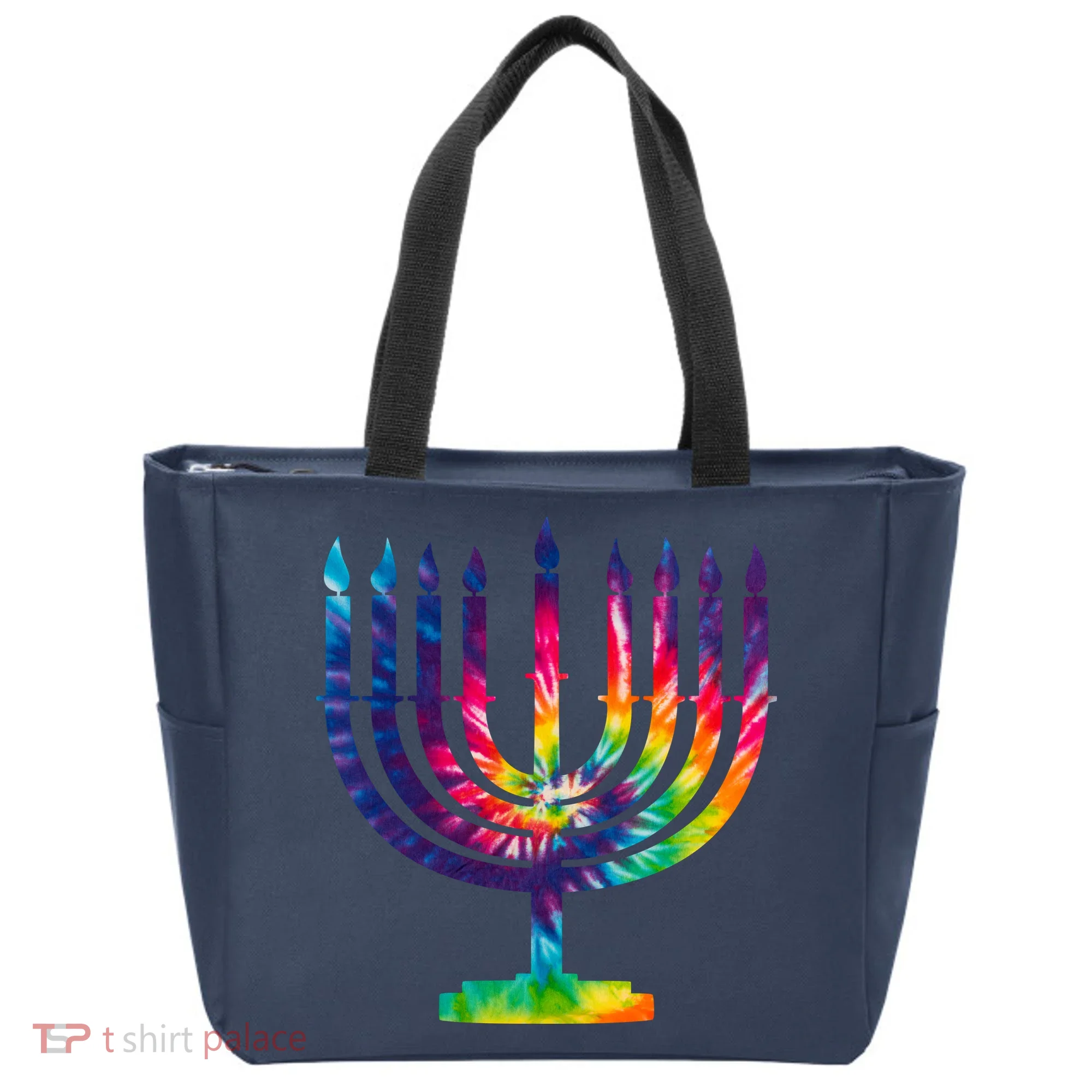 Tie Dye Menorah Hanukkah Chanukah Tote Bag