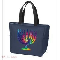 Tie Dye Menorah Hanukkah Chanukah Tote Bag thumb 3