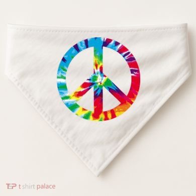 Tie Dye Peace Sign USA-Made Doggie Bandana