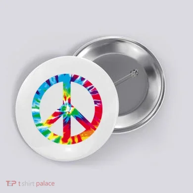 Tie Dye Peace Sign Button