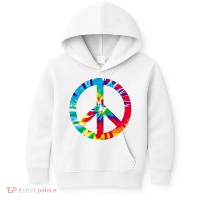 Tie Dye Peace Sign Kids Hoodie