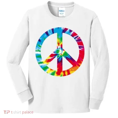 Tie Dye Peace Sign Kids Long Sleeve Shirt