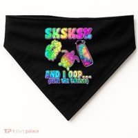 Tie Dye SKSKSK and I OOP Save the Turtles USA-Made Doggie Bandana thumb 0
