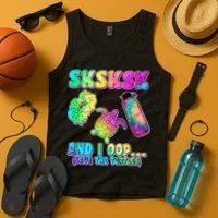 Tie Dye SKSKSK and I OOP Save the Turtles Tank Top thumb 4