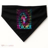 Tie Dye Teacher Typography Word Art USA-Made Doggie Bandana thumb 0