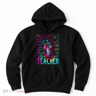 Tie Dye Teacher Typography Word Art Hoodie
