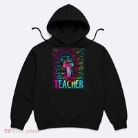 Tie Dye Teacher Typography Word Art Hoodie thumb 0
