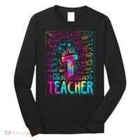 Tie Dye Teacher Typography Word Art Long Sleeve Shirt thumb 0