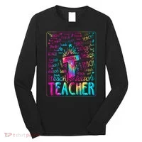 Tie Dye Teacher Typography Word Art Long Sleeve Shirt thumb 0