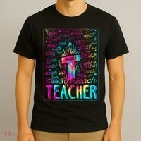 Tie Dye Teacher Typography Word Art T-Shirt thumb 3