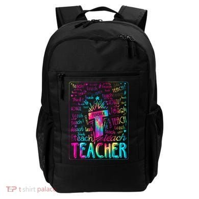 Tie Dye Teacher Typography Word Art Backpack