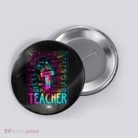 Tie Dye Teacher Typography Word Art Button thumb 0