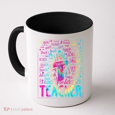Tie Dye Teacher Typography Word Art Coffee Mug