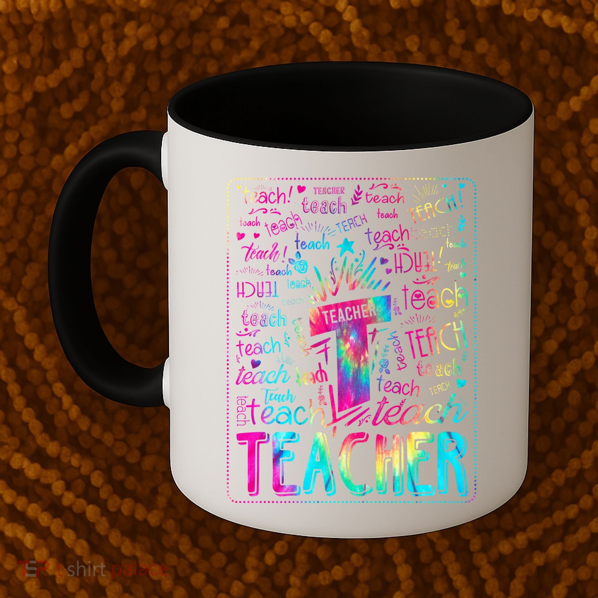 Tie Dye Teacher Typography Word Art Coffee Mug