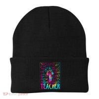 Tie Dye Teacher Typography Word Art Beanie thumb 0