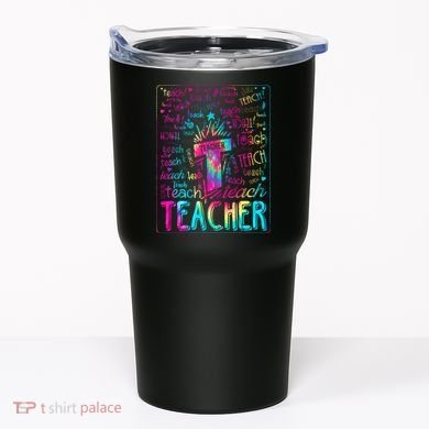 Tie Dye Teacher Typography Word Art Tumbler