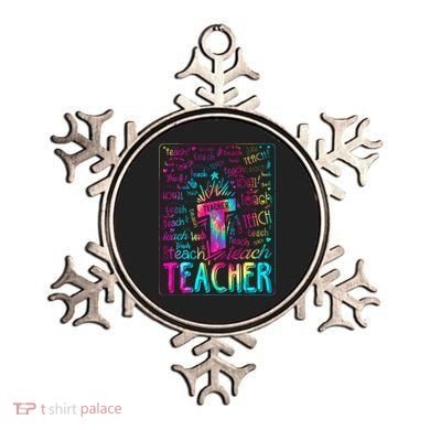 Tie Dye Teacher Typography Word Art Ornament