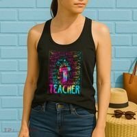 Tie Dye Teacher Typography Word Art Women's Tank Top thumb 2