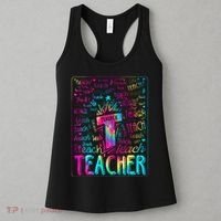 Tie Dye Teacher Typography Word Art Women's Tank Top thumb 3