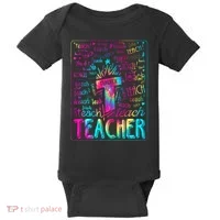 Tie Dye Teacher Typography Word Art Baby Bodysuit thumb 0