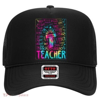 Tie Dye Teacher Typography Word Art Hat