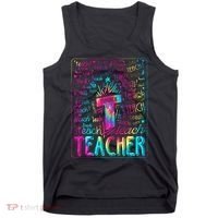 Tie Dye Teacher Typography Word Art Tank Top thumb 0