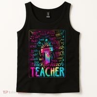Tie Dye Teacher Typography Word Art Tank Top thumb 2