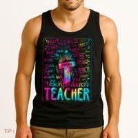 Tie Dye Teacher Typography Word Art Tank Top thumb 3