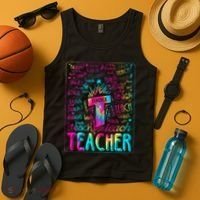 Tie Dye Teacher Typography Word Art Tank Top thumb 4