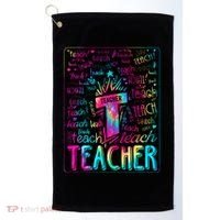 Tie Dye Teacher Typography Word Art Golf Towel thumb 0