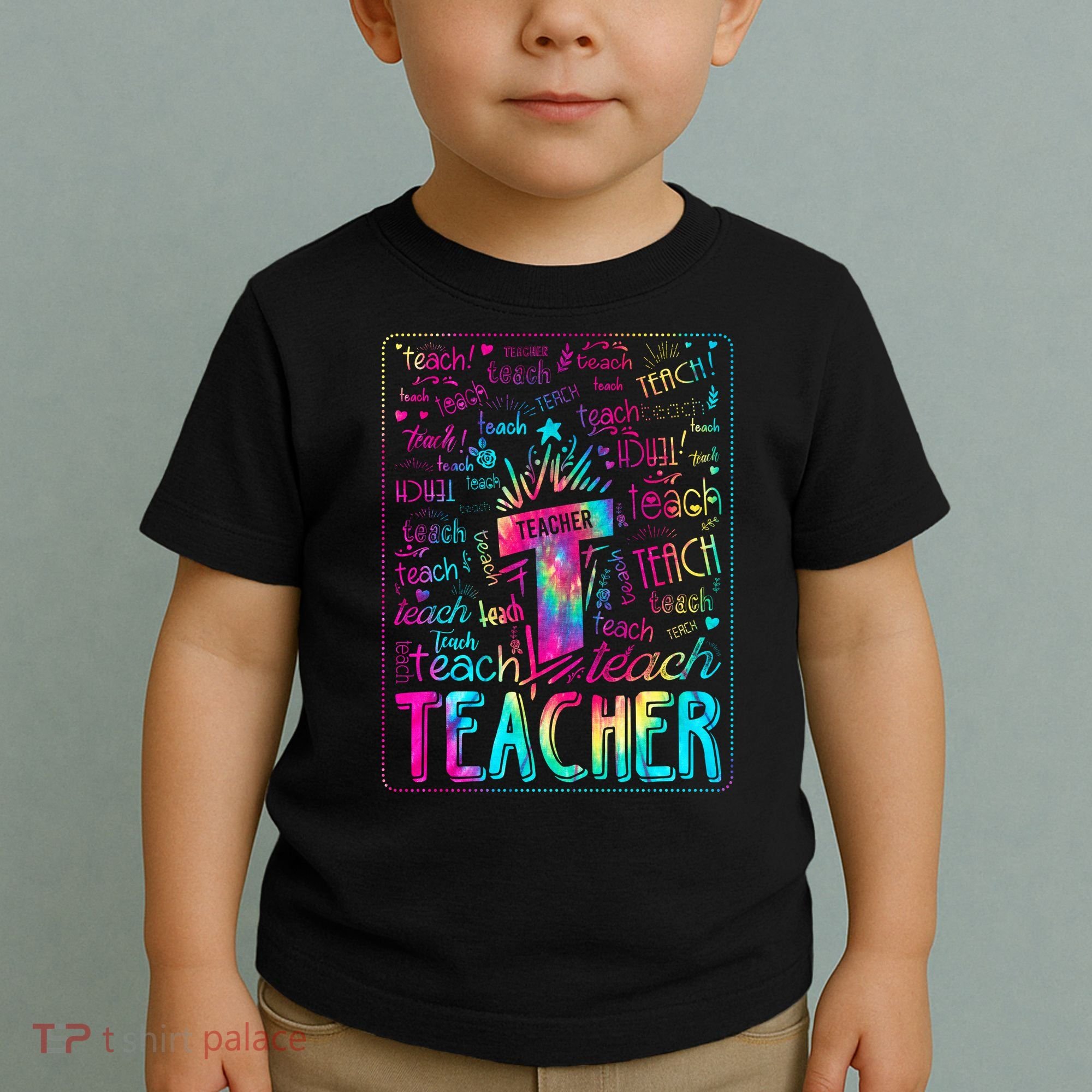Tie Dye Teacher Typography Word Art Toddler T-Shirt