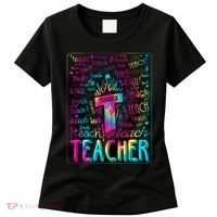 Tie Dye Teacher Typography Word Art Women's T-Shirt thumb 0