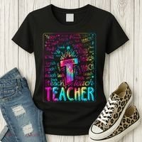 Tie Dye Teacher Typography Word Art Women's T-Shirt thumb 3