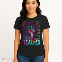 Tie Dye Teacher Typography Word Art Women's T-Shirt thumb 4
