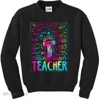 Tie Dye Teacher Typography Word Art Kids Sweatshirt thumb 0