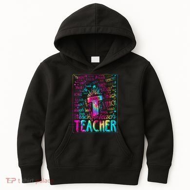 Tie Dye Teacher Typography Word Art Kids Hoodie
