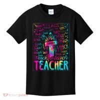 Tie Dye Teacher Typography Word Art Kids T-Shirt thumb 0