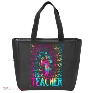 Tie Dye Teacher Typography Word Art Tote Bag