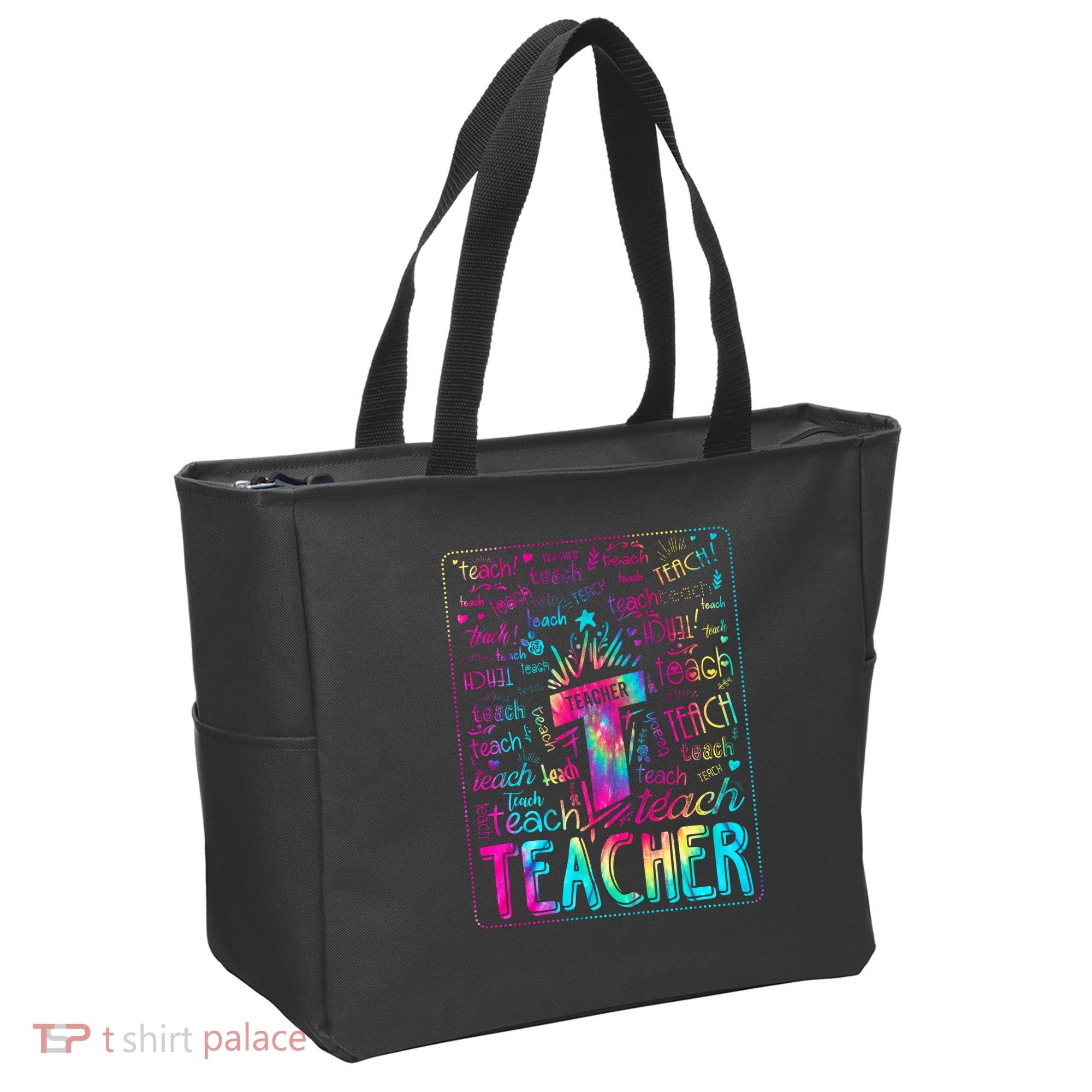 Tie Dye Teacher Typography Word Art Tote Bag