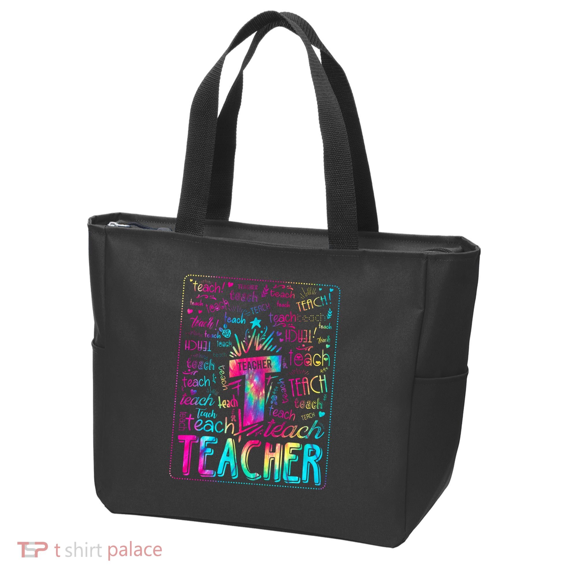 Tie Dye Teacher Typography Word Art Tote Bag